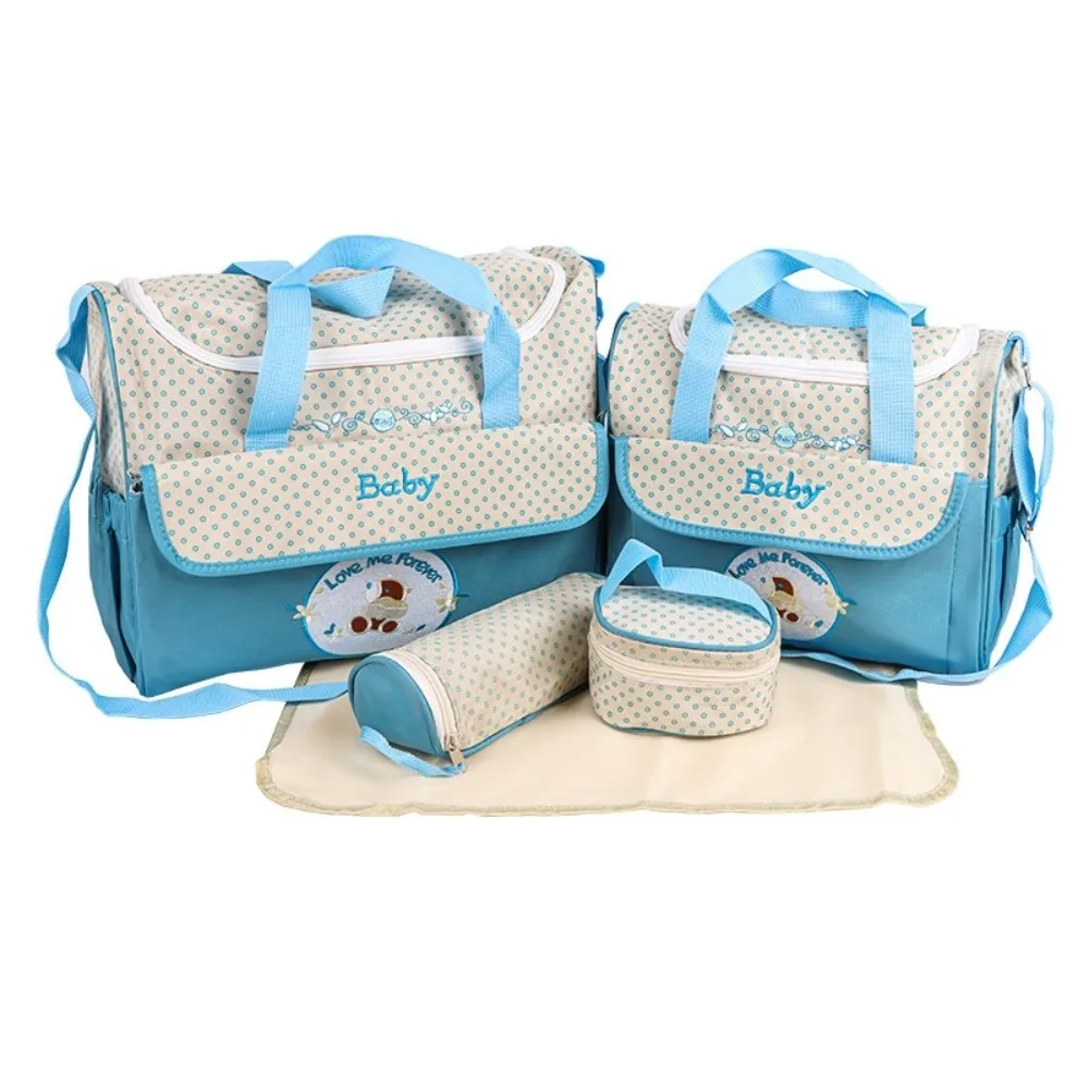 

5Pcs/set New Large Capacity Mommy Bag Multifunctional Lightweight Diaper Bag Waterproof Crossbody Bags Travel