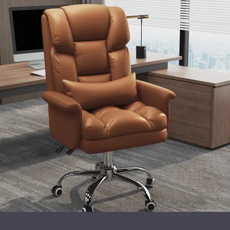 Boss Office Chair Luxury Comfort Swivel Handle Recliner Footrest Metal Frame Legs   Bedroom Elastic Sillas Furniture