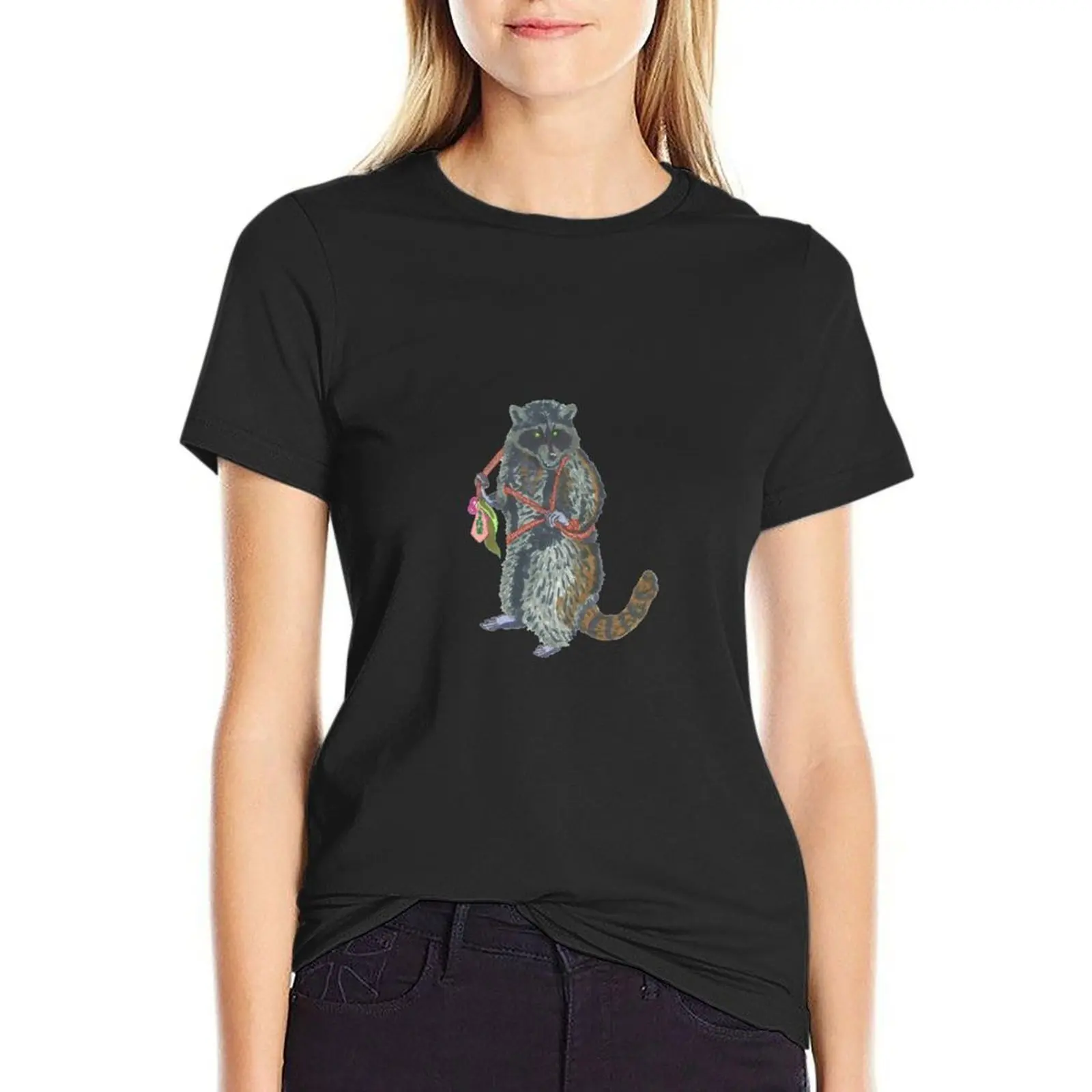 Ropedart Raccoon T-Shirt cute clothes tops Aesthetic clothing kawaii clothes T-shirts for Women