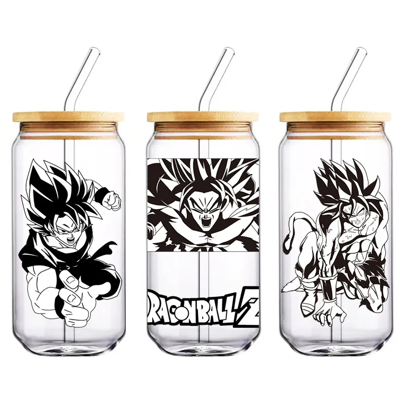 لعبة دراغون بول 16 أوقية الأشعة فوق البنفسجية DTF كأس التفاف Libbey الزجاج البيرة يمكن بهلوان نقل أنيمي ثلاثية الأبعاد نقل ملصقات Libbey مقاوم للماء لتقوم بها بنفسك ملصق