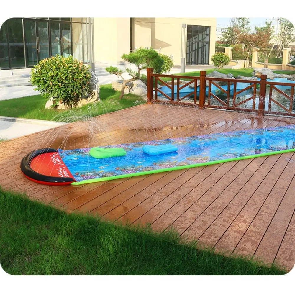 Triple Lane Slip Slides, 16 Feet Slip and Slide with Body Boards for Outside Garden Backyard, Outdoor Summer Water Lawn Slides T