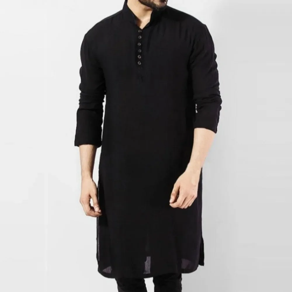 Muslim Robe Pakistan Muslim Islamic Clothing Muslim Sets Muslim Men Clothing 2024 Arabic Style Fashion Simple Long Men\'s Shirt