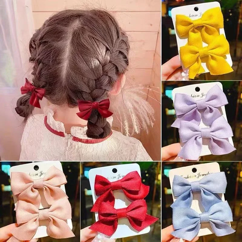 

2pc New Korean Sweet Bow Hair Claw Side Clips for Women Girls Kids Child Hairpin Gift Party Hair Accessories Headwear Ornament