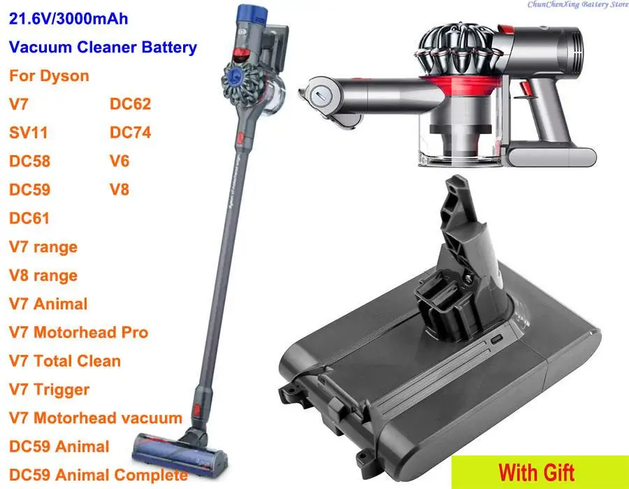 

Аккумулятор 3000 мАч 968670-02 для Dyson SV11, V7, V7 Motorhead Pro, V7 Motorhead vacuum, V7 Total Clean, V7 Trigger