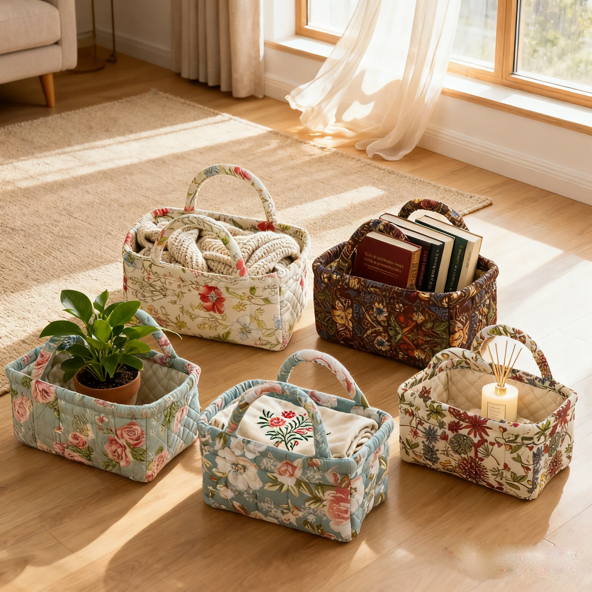 

Thickened Foldable with Handles Storage Basket,Toy Makeup Bag Storage Basket,Home Fabric Art UnderwearandMiscellaneous Organizer