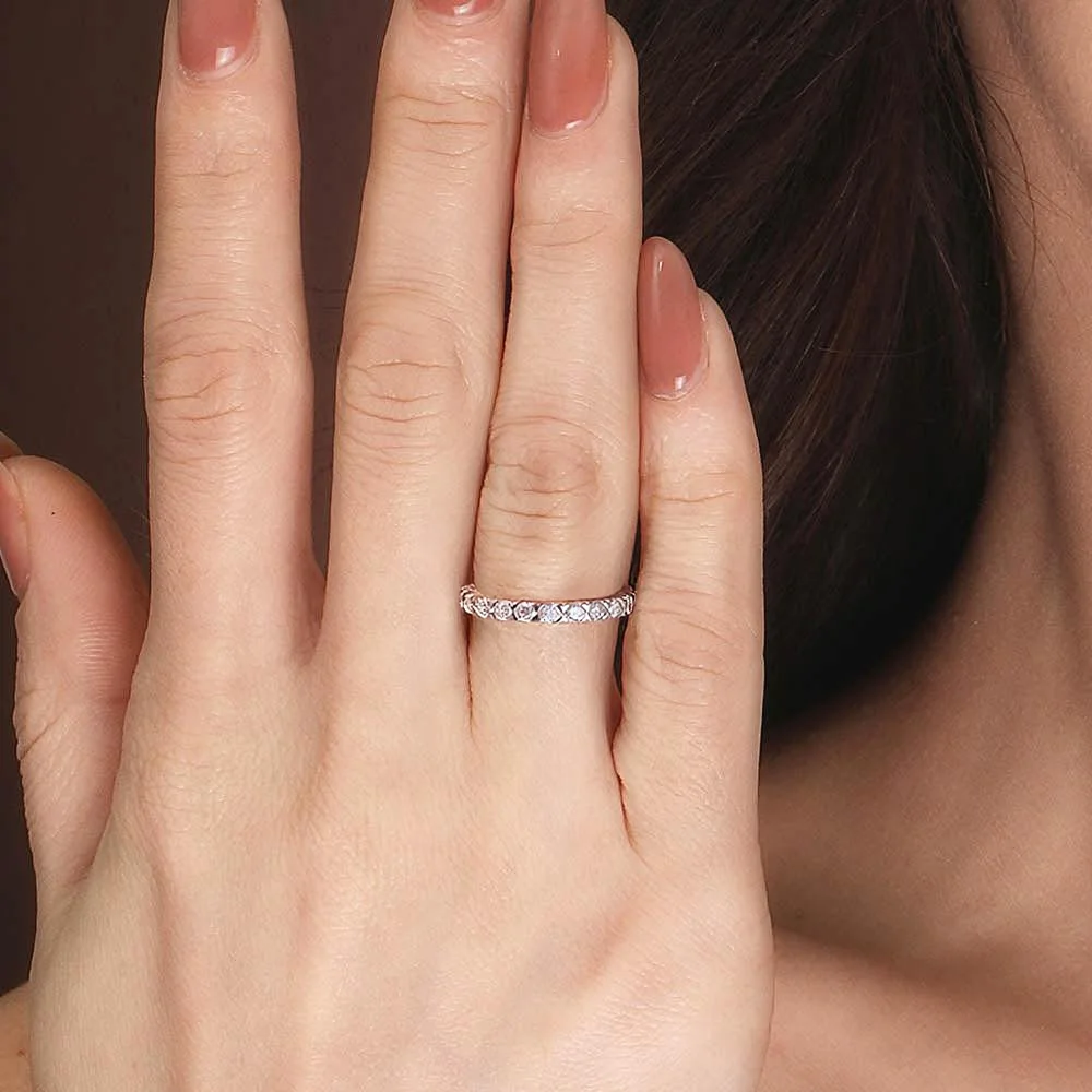 

KNOBSPIN 2,5 мм D VVS1 кольца Eternity с муассанитом для женщин, сертифицированные GRA ювелирные изделия, обручальное кольцо из стерлингового серебра 925 пробы