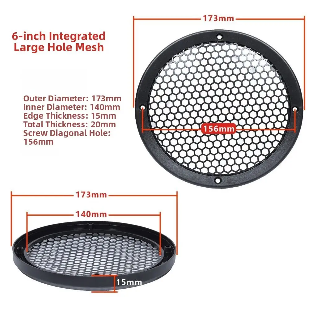 Metal Car Speaker Grille Hexagonal Mesh Round Shape Audio Speaker Guard Protective Black Woofer Grille Cover Woofer Protection