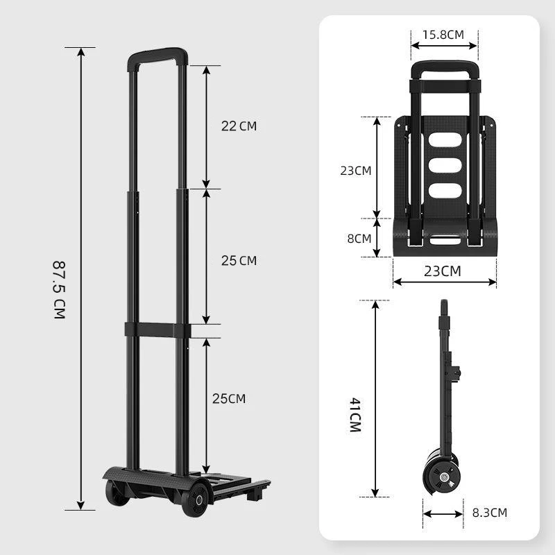 Heavy Duty Cargo Hand Trolley Portable Foldable Sack Trailers Pull Cargo Handling Trailer Carts Camping Grocery Luggage Trolleys