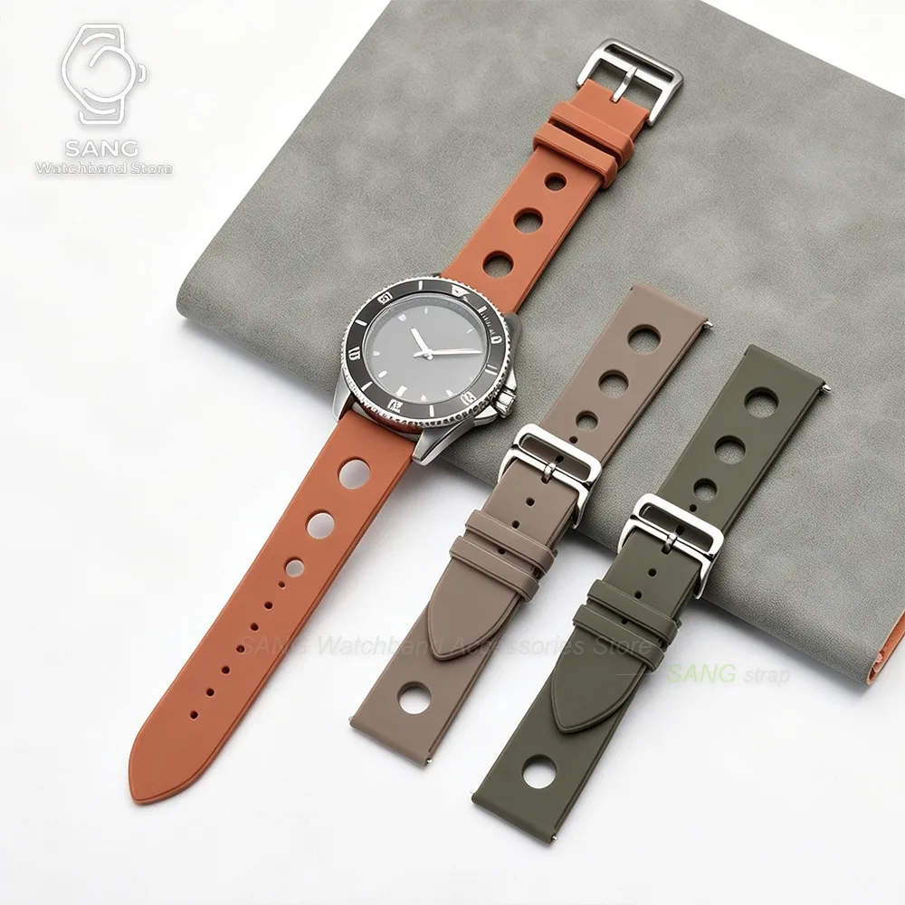 18/20/22mm Perforiertes Silikon-Uhrenarmband Universelles Sport-Uhrenarmband für Männer und Frauen Schnellverschluss-Armbänder für Seiko Weicher Handgelenkgurt – Detail 18