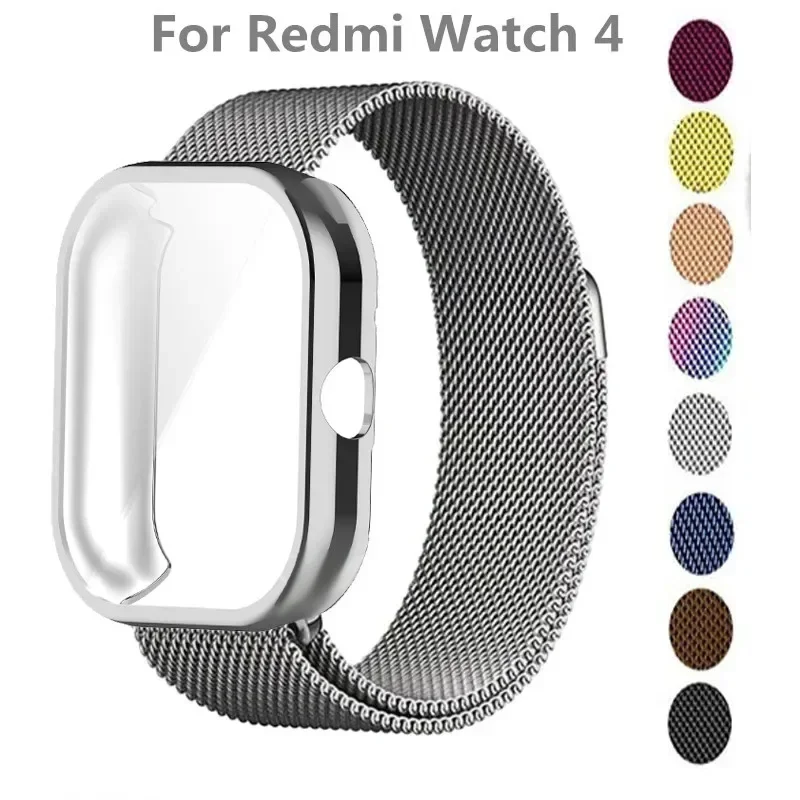 TPC Case+Metal Strap For Xiaomi Redmi Watch 4 Band With TPU Soft Case Screen Protector Replacement Milanese Magnetic Watchband - view 2
