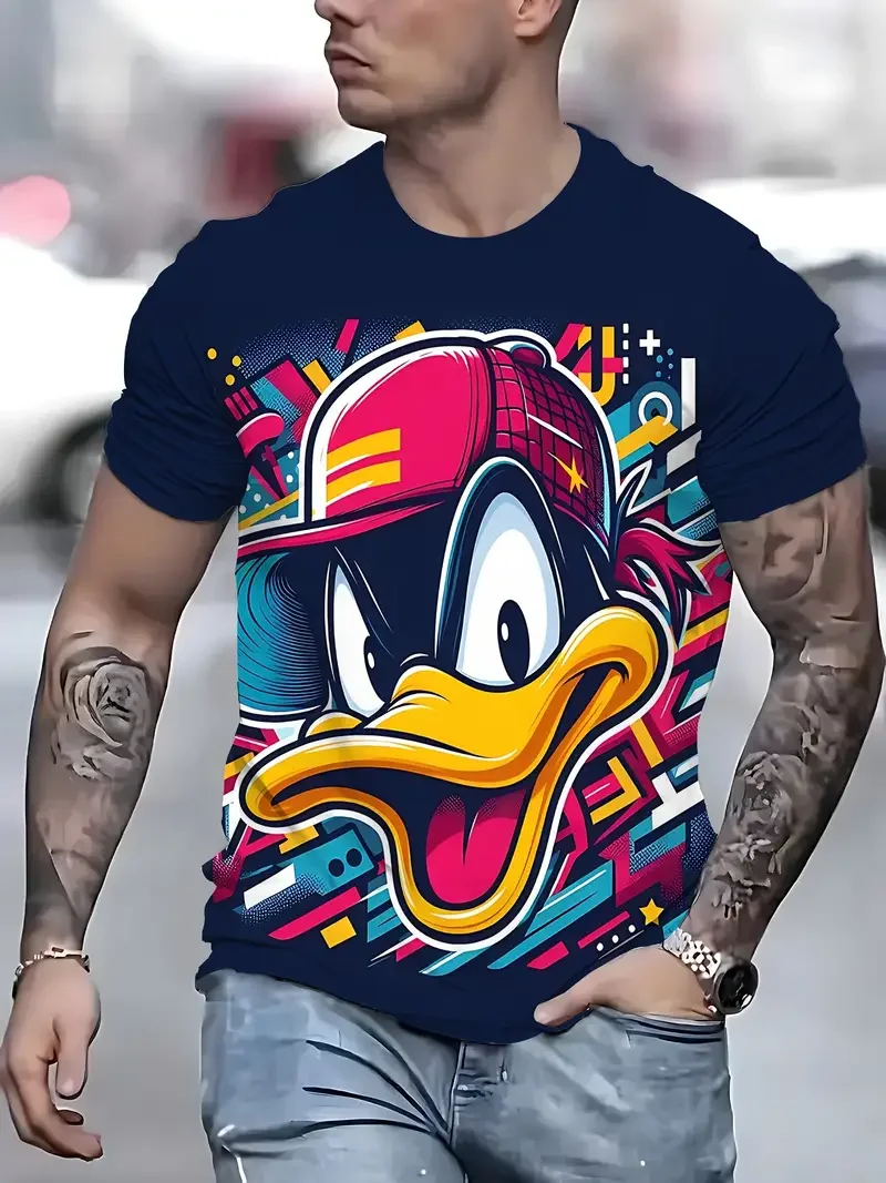Funny Men's T Shirt Cartoon Animal Print Casual Pullover Summer Short Sleeve T-shirts Fashion Outdoor Male Overszied Clothing image 4