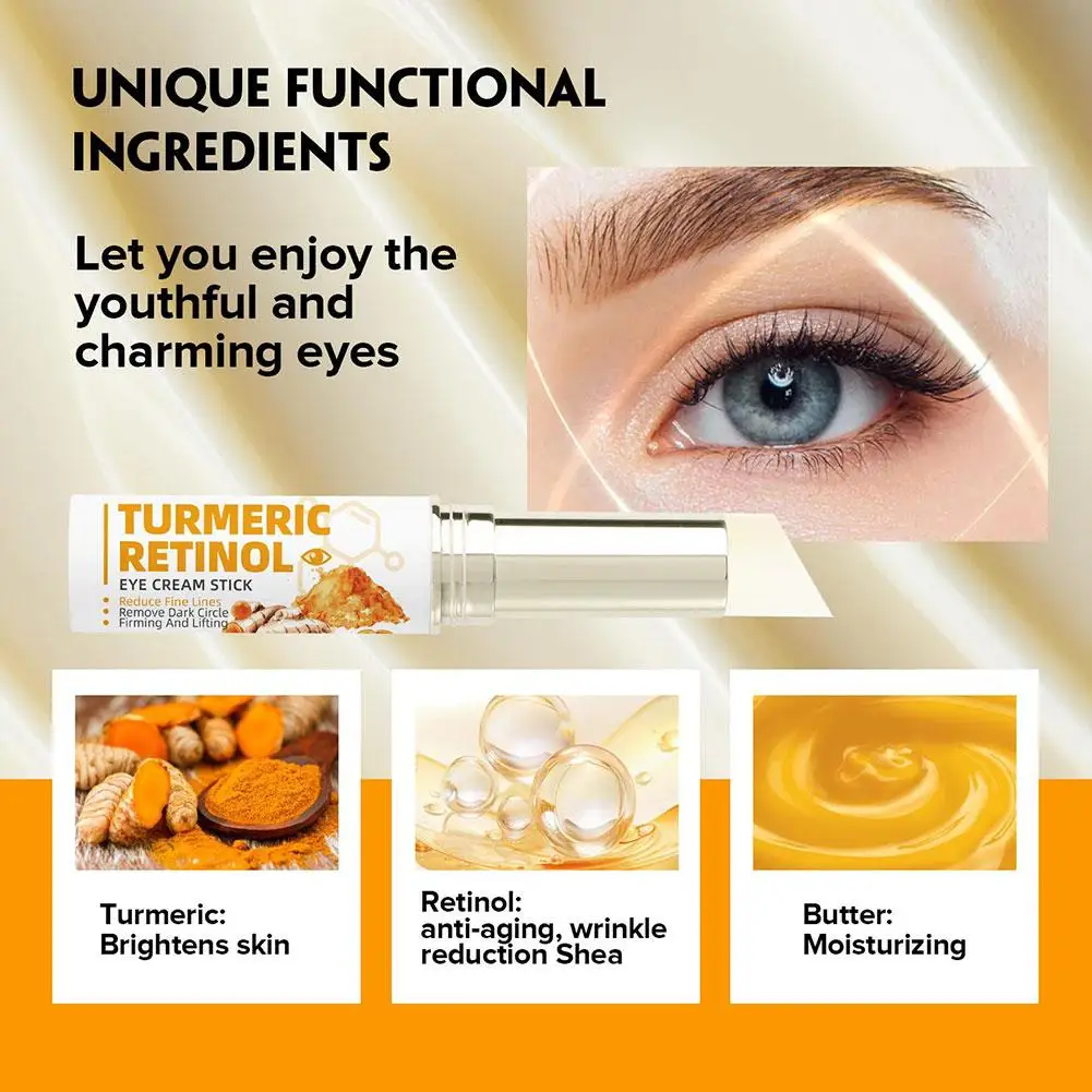 3g Turmeric Eye Cream Stick For Women Moisturizing Remove Dark Circles Makeup Beauty Health Care Products H9V6