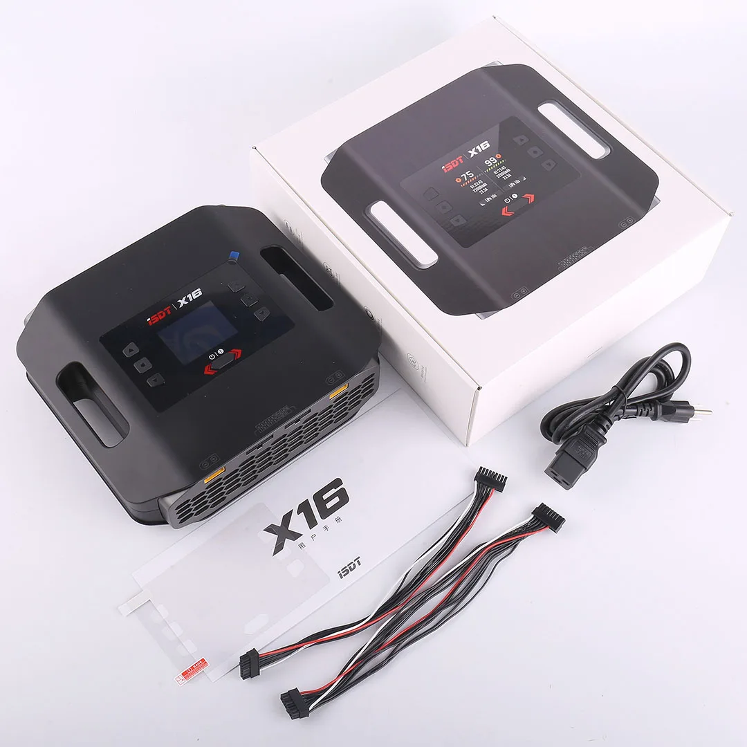 ISDT X16 2X1100W 2X20A 2-16S Lipo Battery Charger AC/DC Smart Charger for Life/LiPo/LiHv/ULiHv Battery Balance Charger Discharge