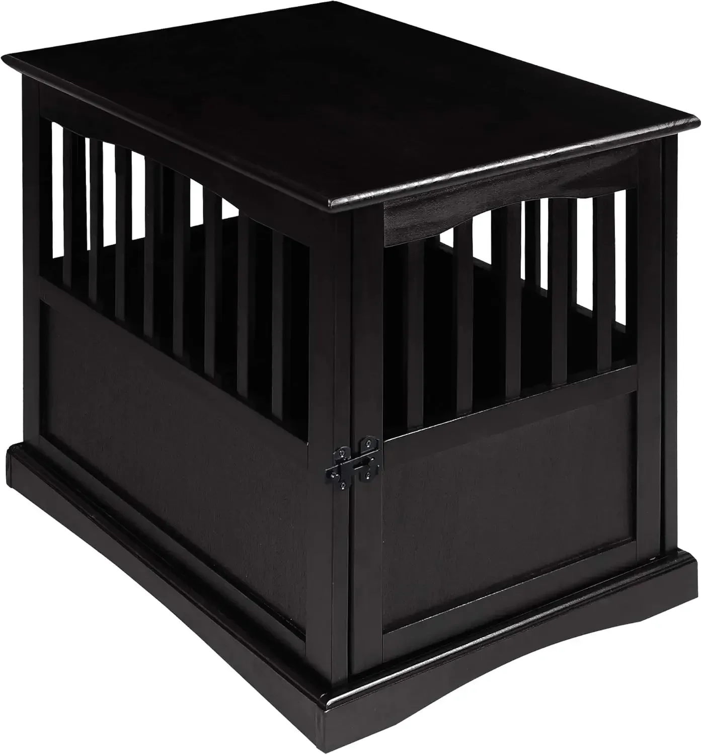 

Wooden Indoor Dog Crate House Kennel End Table Night Stand Furniture with Lockable Latch for Small to Medium Pets, Black