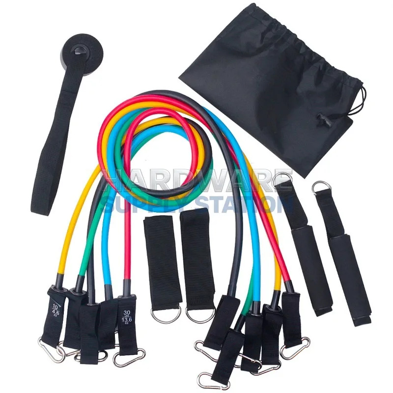 

Многофункциональный набор для фитнеса: эспандер-лента из латекса с крючком-тыквой, TPE, с этикеткой, 11 предметов