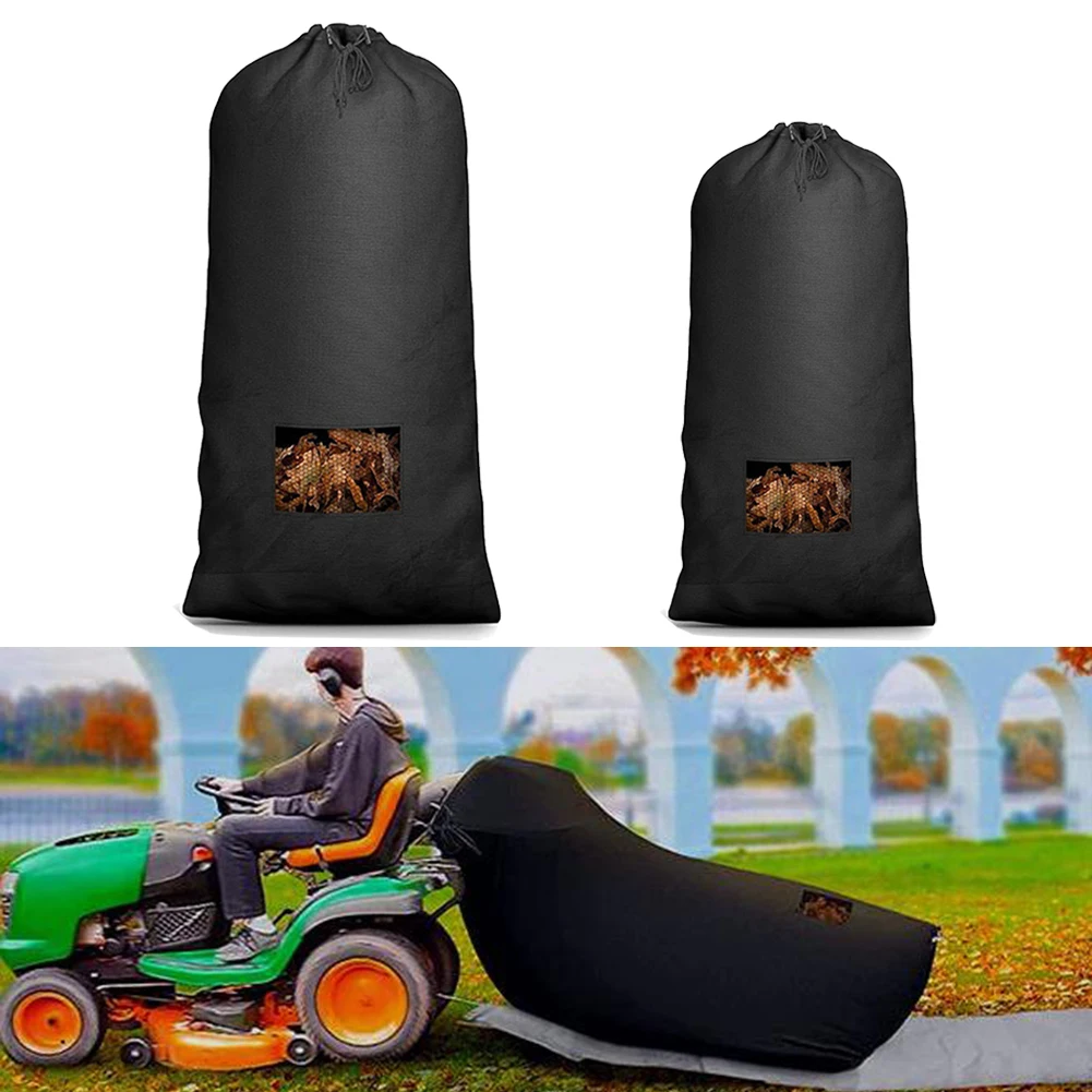 Black Lawn Tractor Leaf Bag Grass Clippings Bag Easy To Store Outdoor Debris Collection Reinforced Opening Strong Stitching