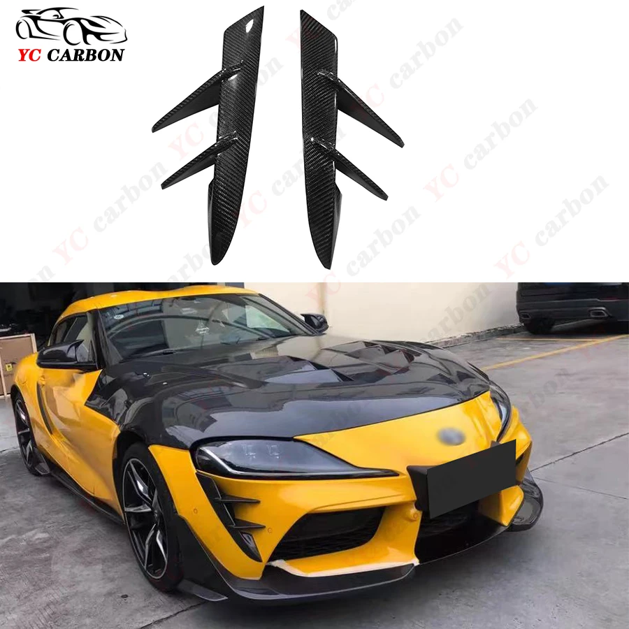 For Toyota GR Supra A90 A91 MK5 Carbon Fiber Car Front Bumper Wind knife Splitter Spoiler Canard Air Knife Surround Trim Body Ki