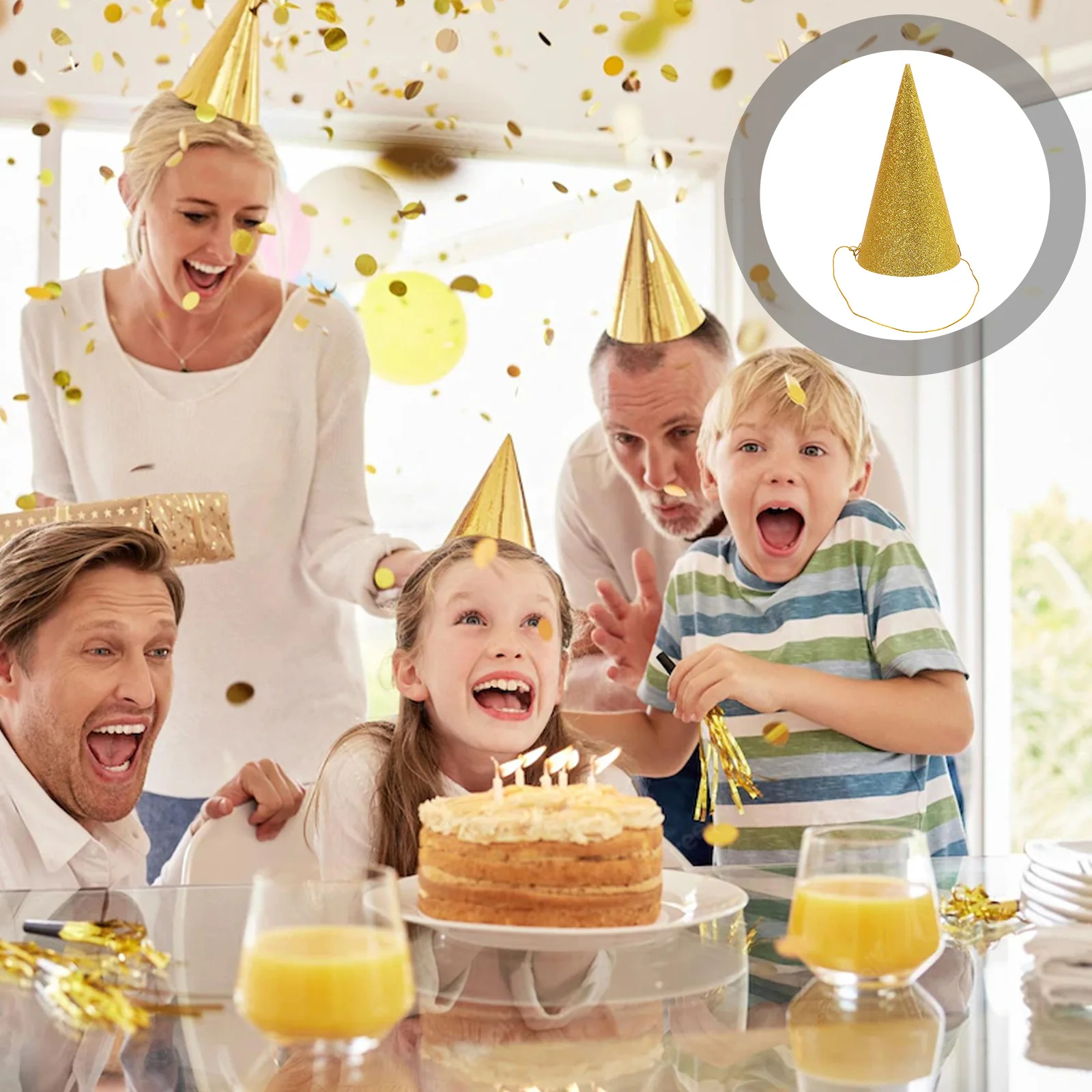 

12Pcs Glitter Cone Hats Kids Party Hats Toddler Birthday Hat Girl Boy Baby Shower Classroom Decor Birthday Hat