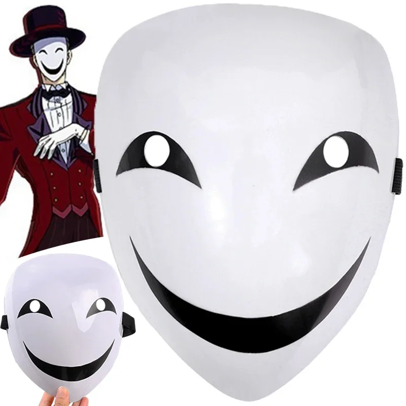 Máscara de Sonrisa Aterradora para Cosplay, Máscara de Payaso Aterrador de Anime, Máscara Facial Negra de Bullet, Máscara de Sonrisa Malvada, Accesorios de Decoración para Halloween y Juegos de Rol