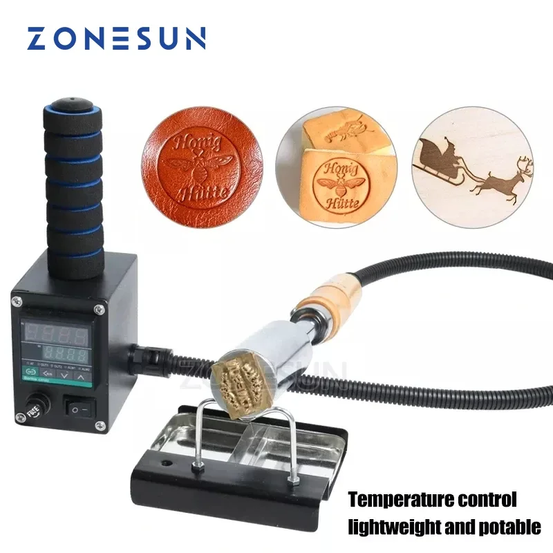 ZONESUN Hand-Held Leather hot foil Stamping Machine Copper mould stamp Wooden Paper LOGO Labeling Soldering Hot Pressing