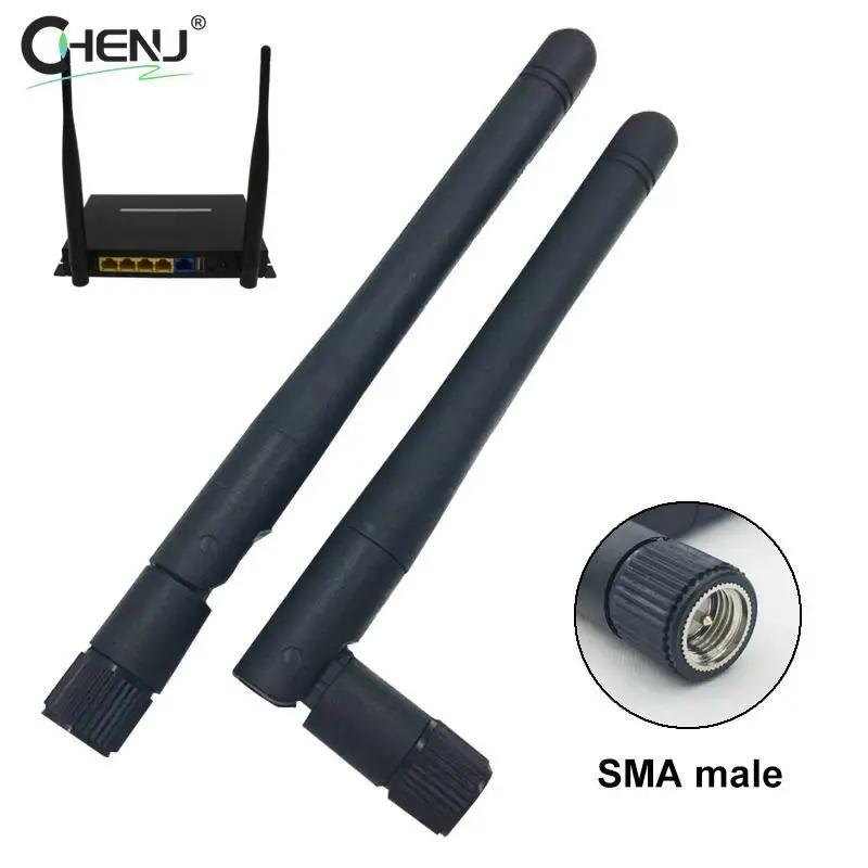 2pcs 2400-2500MHz/4900-5900MHz Dual Band WIFI אנטנה 10dBi 2.4G 5G 5.8G SMA זכר מגבר WLAN נתב Singal Booster