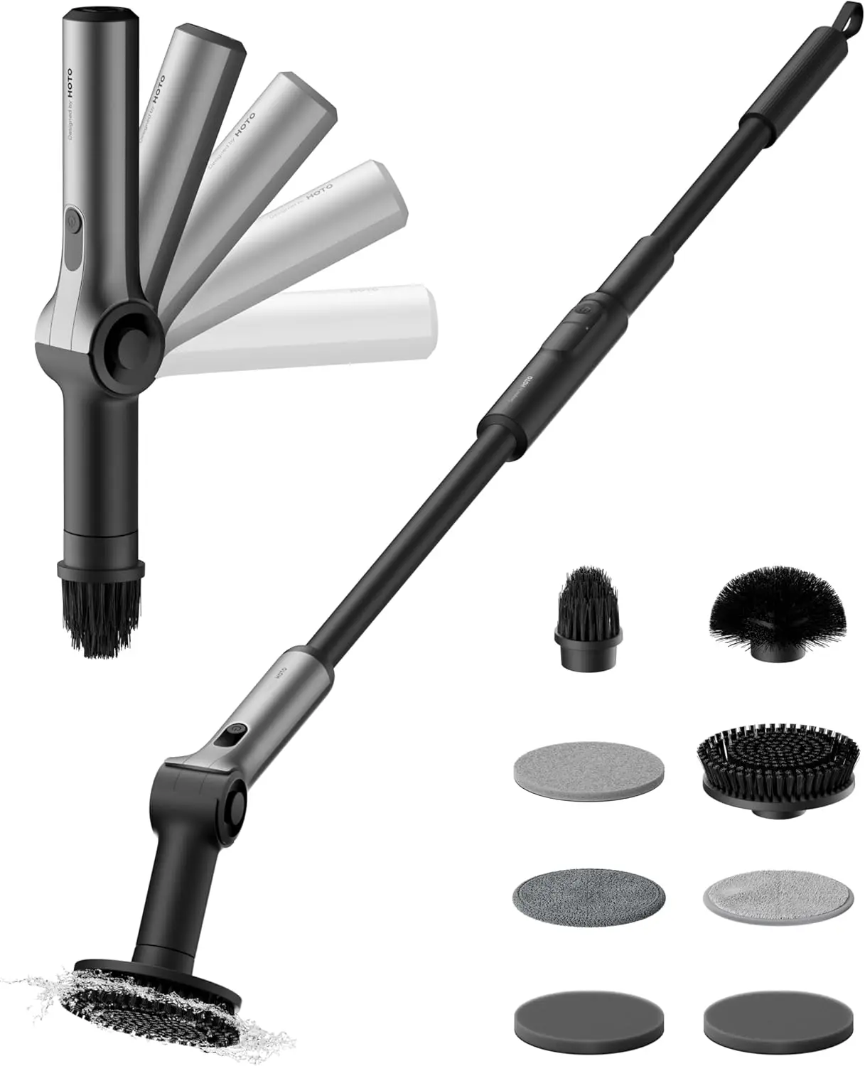 Flexi™ Cordless Electric Spin Scrubber, Adjustable Angle, Extendable Handle, Smart Display, IPX7 Waterproof, Powerful