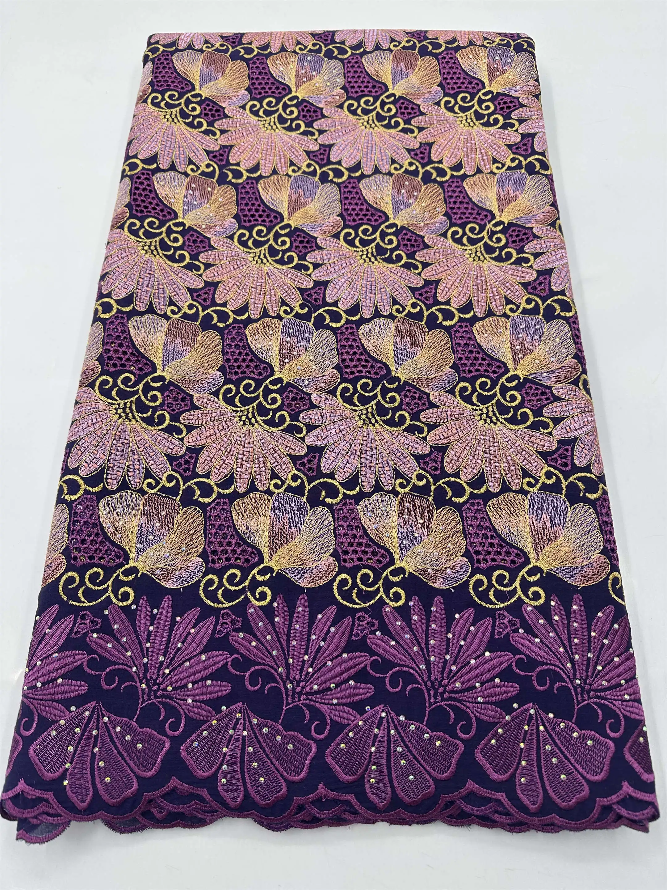 Modern Multicolor Austria Lace Best Quality African Inspired Fabric Original Cotton100% Fashion Dress Sewing Garment Swiss Cloth