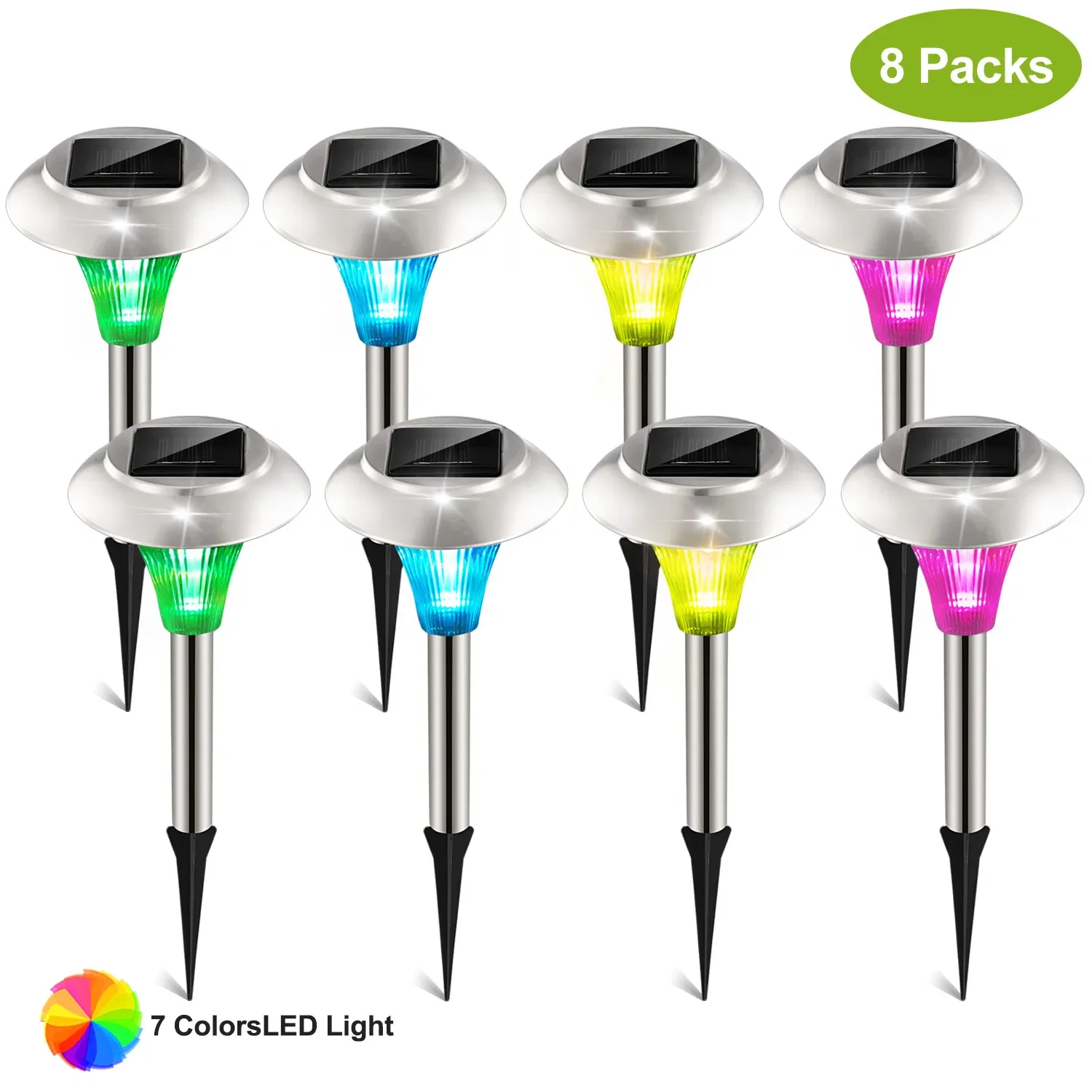 

8Packs Solar Garden Lights Outdoor IP44 Waterproof Solar Pathway Lights Color Changing Landscape Lamps