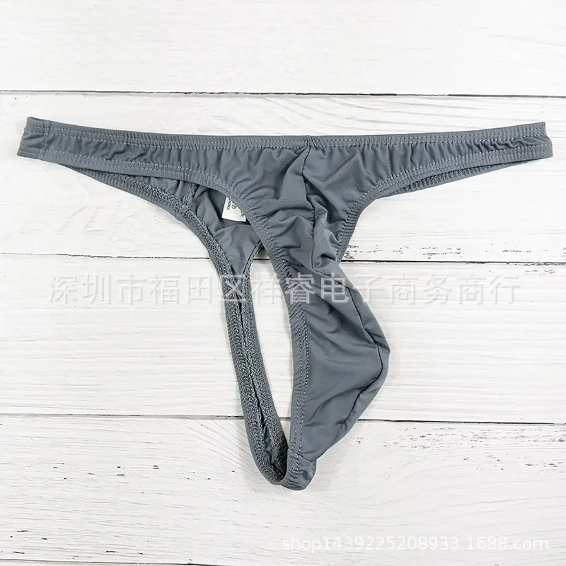 ملابس داخلية جيدة التهوية للرجال، سراويل داخلية منتفخة على شكل حرف T من الخلف، مقاس منخفض الارتفاع، قماش فيسكوز، خصر 60 100 سم #4