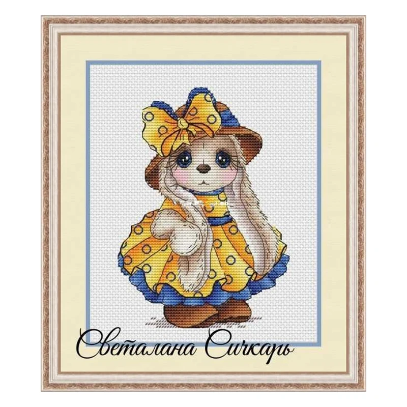 The cross-stitch set 28CT, 18CT, 14CT and 11CT can be selected as the hand-made material pack of printed fabric saga yellow dres