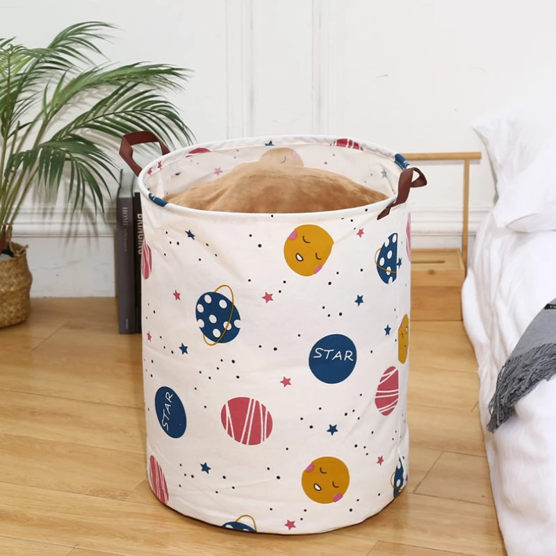 Large Size Dirty Laundry Basket Cartoon Pattern Folding Clothes Storage Bucket Kids Toy Organizer Bag with Waterproof Layer