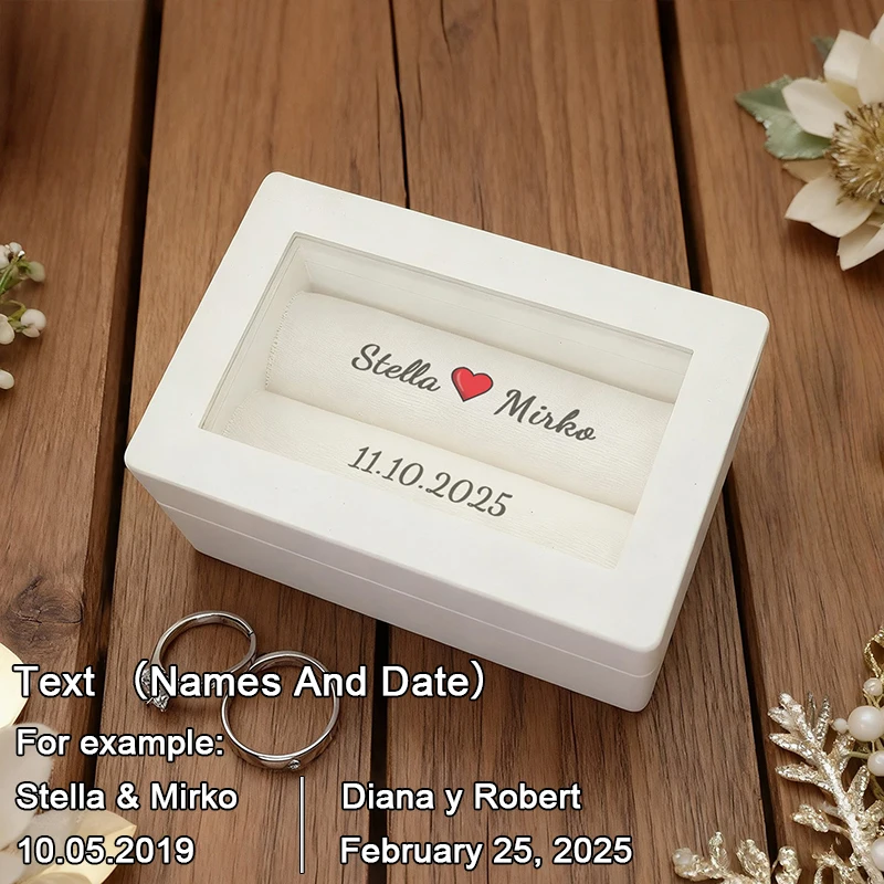 Gepersonaliseerde trouwring box houder aangepaste huwelijksceremonie ring box wit aangepaste naam ring box gepersonaliseerde hoge kwaliteit
