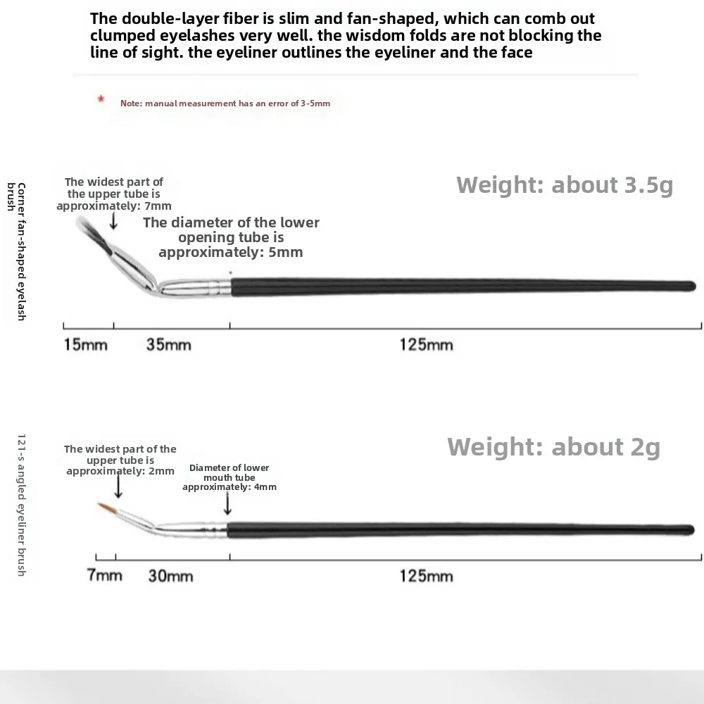 Escova de cílios recortada de ângulo dobrável, ferramenta separadora de cílios de atualização 2025, escova de ventilador de rímel, escova de cílios em forma de leque angular, maquiagem