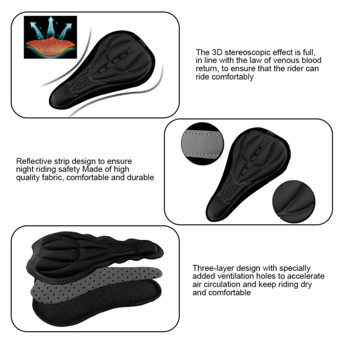 PINMOAP 1PC Bicycle Seat Cushion Cover 3D Soft And Comfortable Cushion Shock-Absorbing And Breathable Riding Accessories image 6