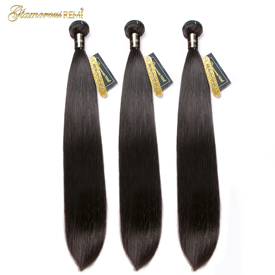 Brazilian Straight Hair Extensions Human Hair Bundles No Tangle Natural Color 3 Bundles Weaves Deal Straight Human Hair Bundles