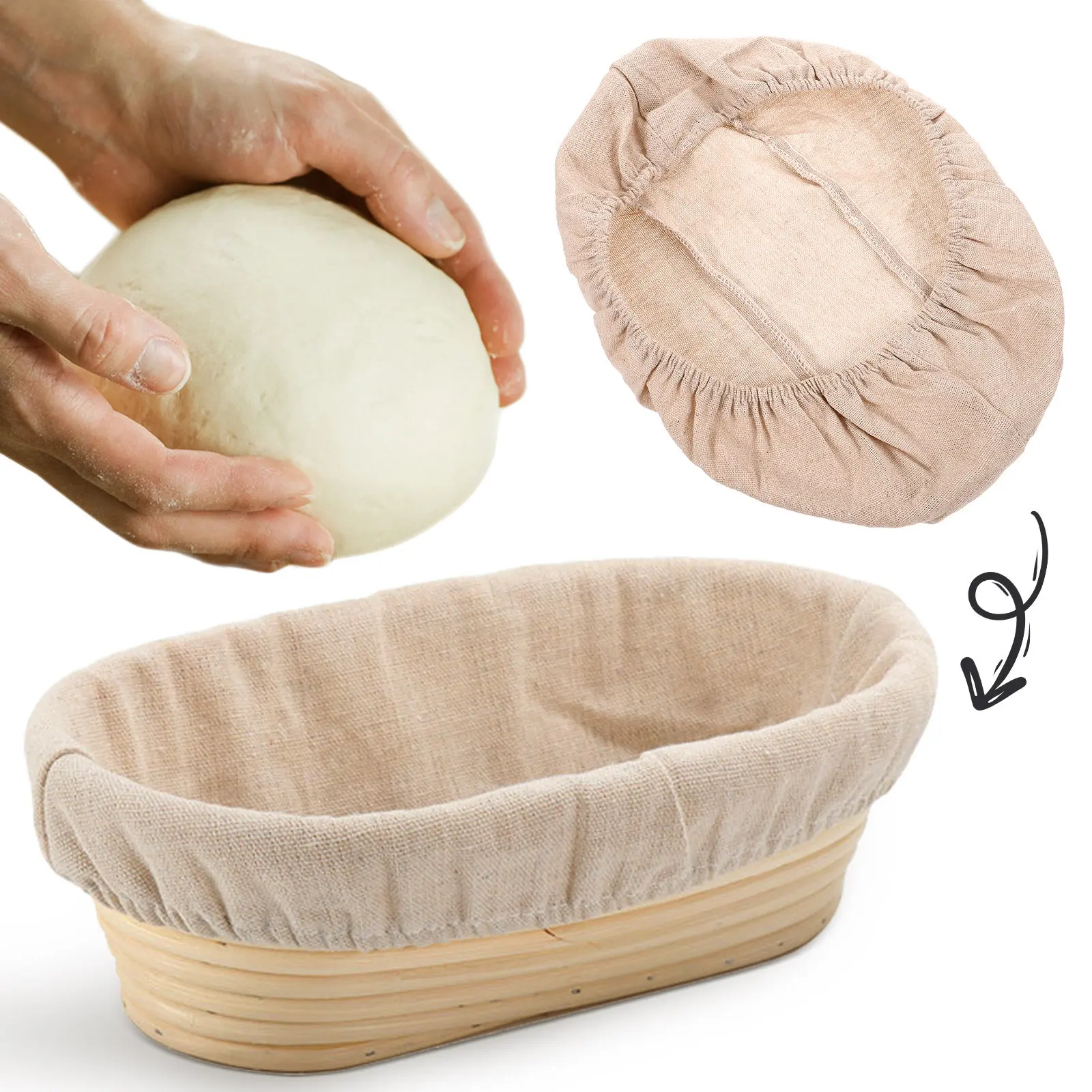 38x9cm Sourdough Bread Cloth Liner Bread Basket Liner for Dough Fermentation Air Circulation Reusable Machine Washable Baking