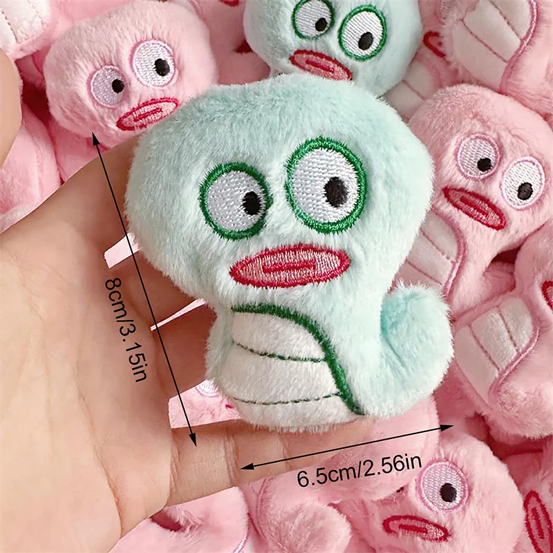 Cute Green And Pink Big-eyed Snake Plush Animal Dolls Toy Handmade DIY Excipients Bag Hat Shoes Socks Accessories Birthday Gifts