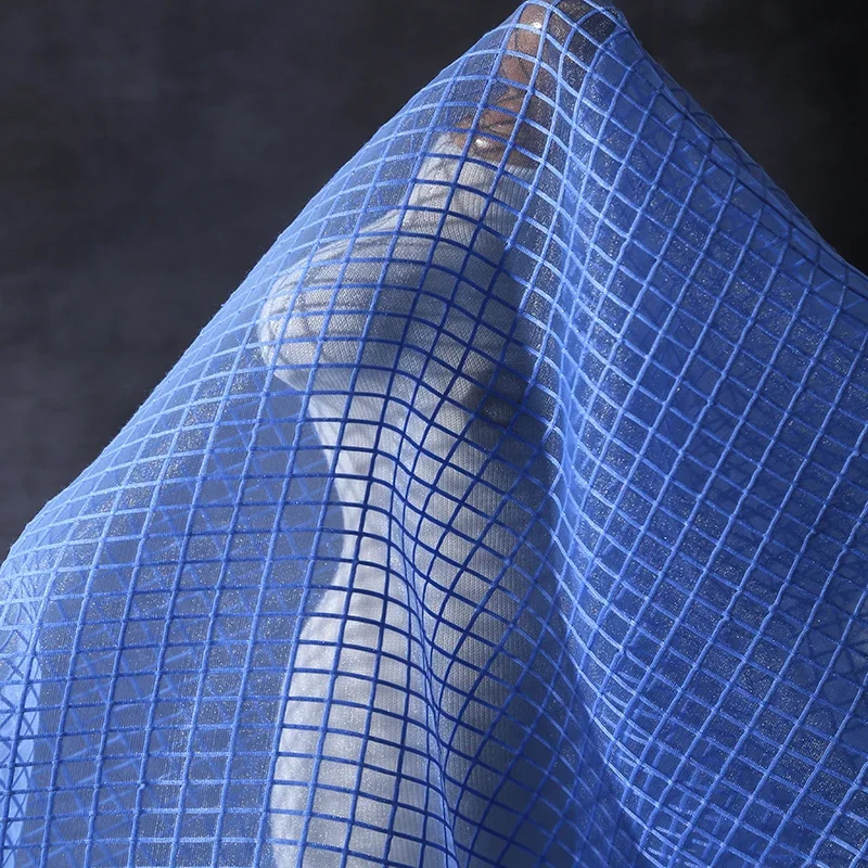 

Hard Mesh Plaid Fabric Textured Organza Breathable Grid Material for Dress Costume DIY Sewing Curtain Bag Lining Fishnet Craft
