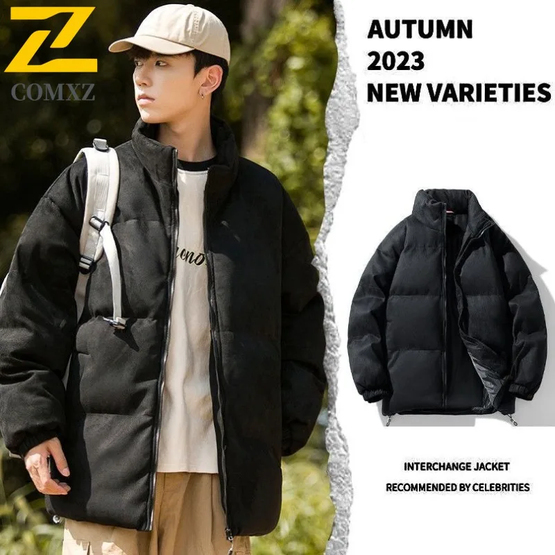 

COMXZ 2025 Мужская стеганая куртка, новая повседневная модная минималистичная ветрозащитная морозостойкая теплая лыжная куртка, легкая стеганая куртка