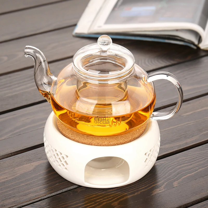 Glass Teapot Heat-Resistant Borosilicate   Boiling  Thickened Bamboo Handle  Household Tea Set WF