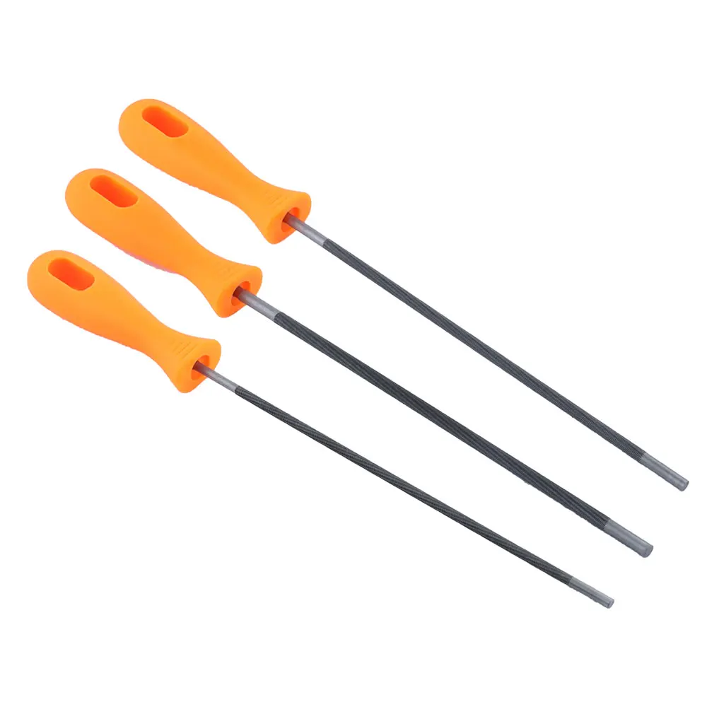 Afilador de cadena para motosierra, Lima redonda de acero con mango de plástico (3, 5/32, 7/32, 3/16 pulgadas)