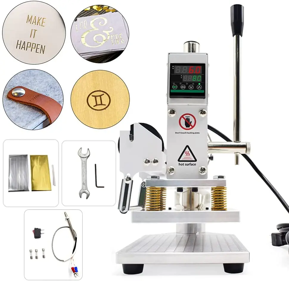 110/220V Hot Foil Stamping Machine of Optional Size and Digital Temperature Control for PVC Leather PU Paper Logo Embossing