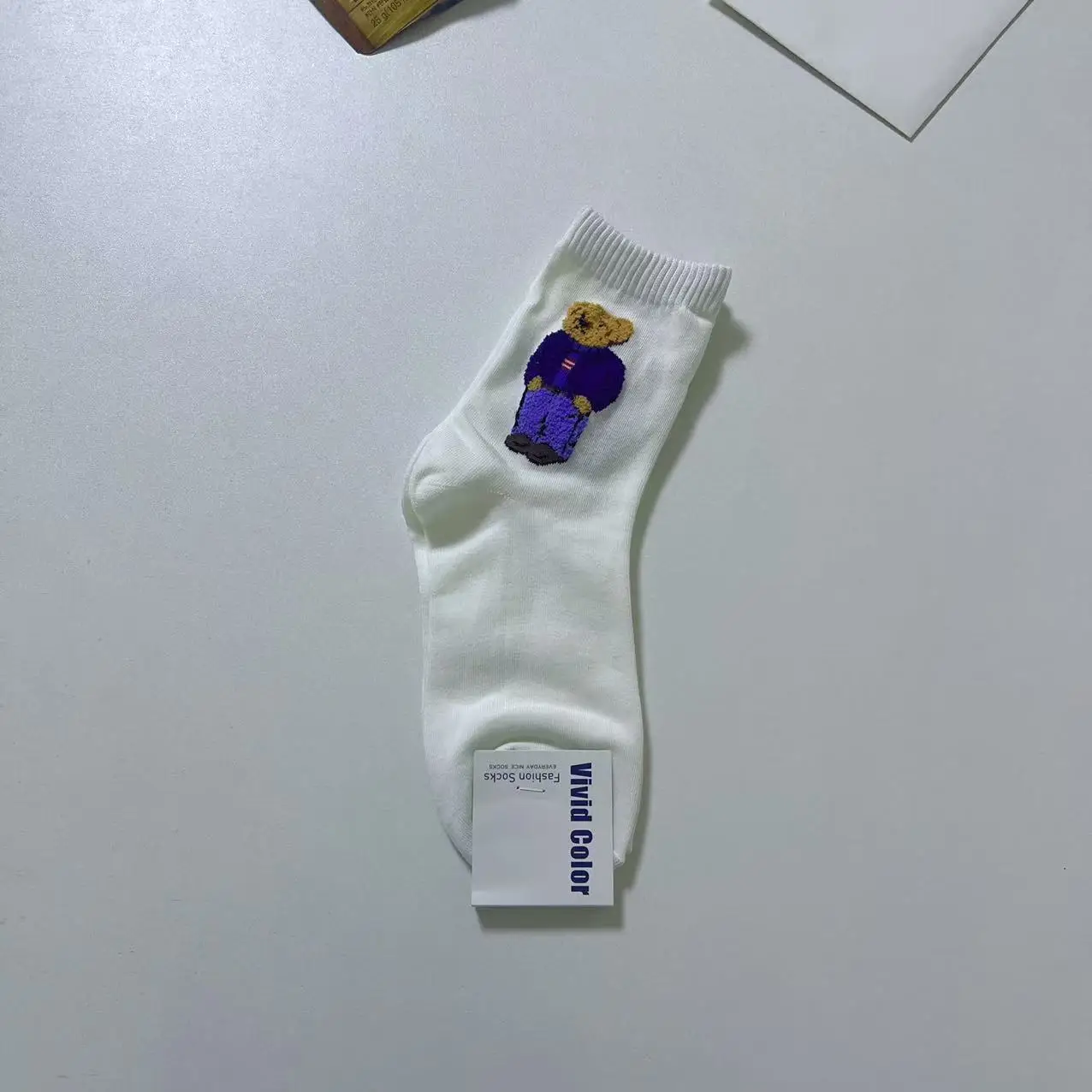 5 زوج/مجموعة الكرتون الدب منتصف العجل جوارب قطنية للنساء سترة غير رسمية الإناث لطيف الدب الجوارب مريحة تنفس ملابس المنزل #4