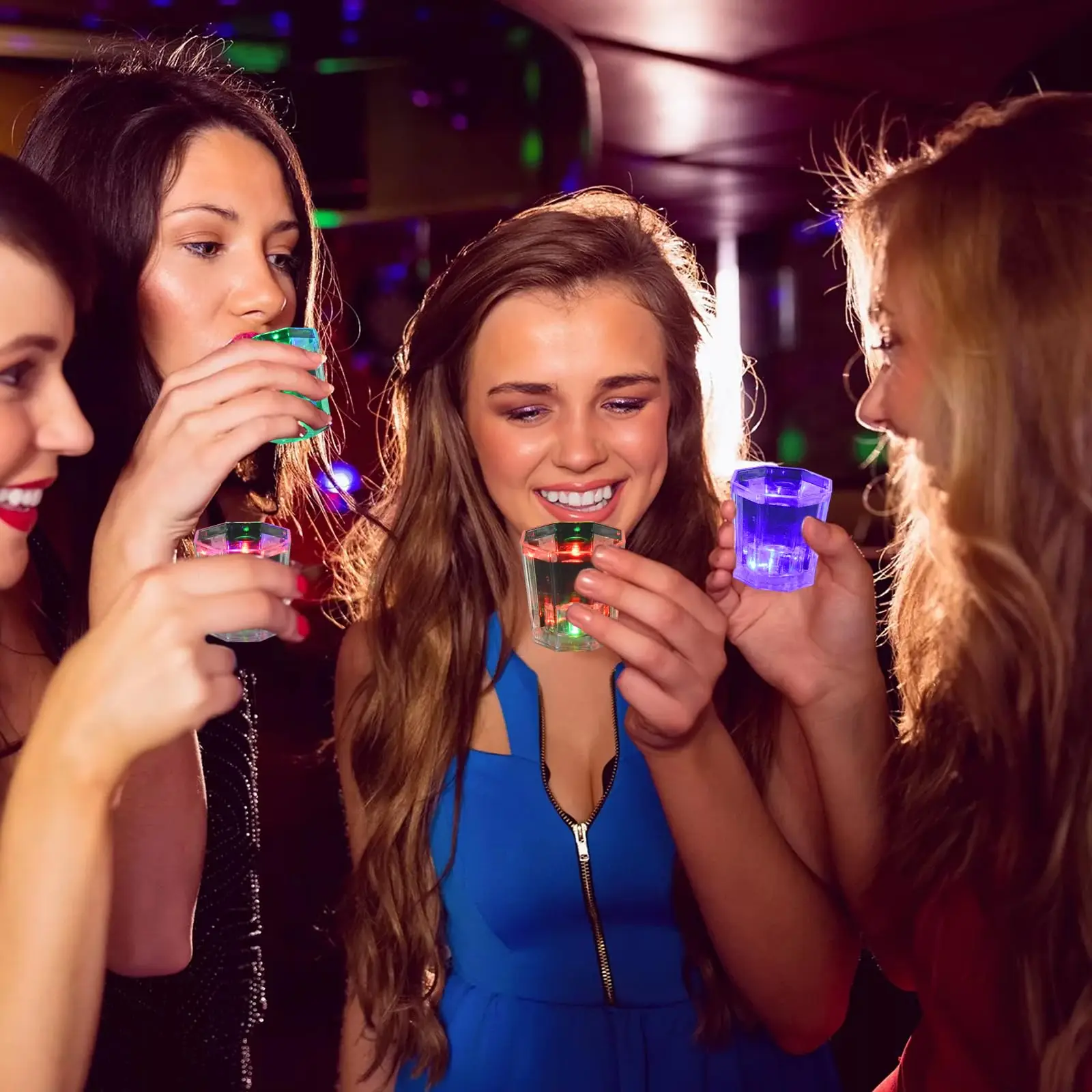 Light Up Shot Glasses Set of 24 Party Favors Adults Shot Cups LED Flash Light Up Drinking Glasses Glow in the Dark Shot Glasses