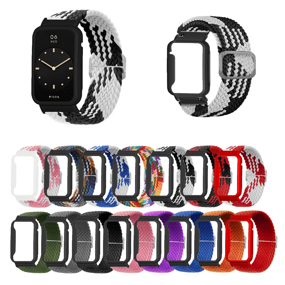 Watch Strap+Watch Case For Xiaomi Band 7pro Nylon loop correa Bracelet xiaomi band 7pro strap 45mm Watch Protective Accessories