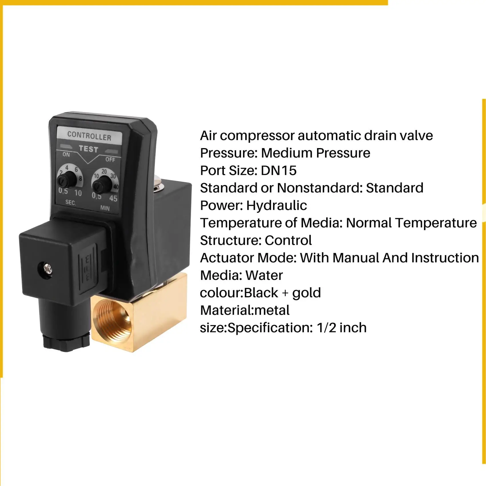 A92P 1/2 بوصة Dn15 الموقت الكهربائي السيارات صمام المياه الملف اللولبي صمام الصرف الإلكتروني لمكثف ضاغط الهواء