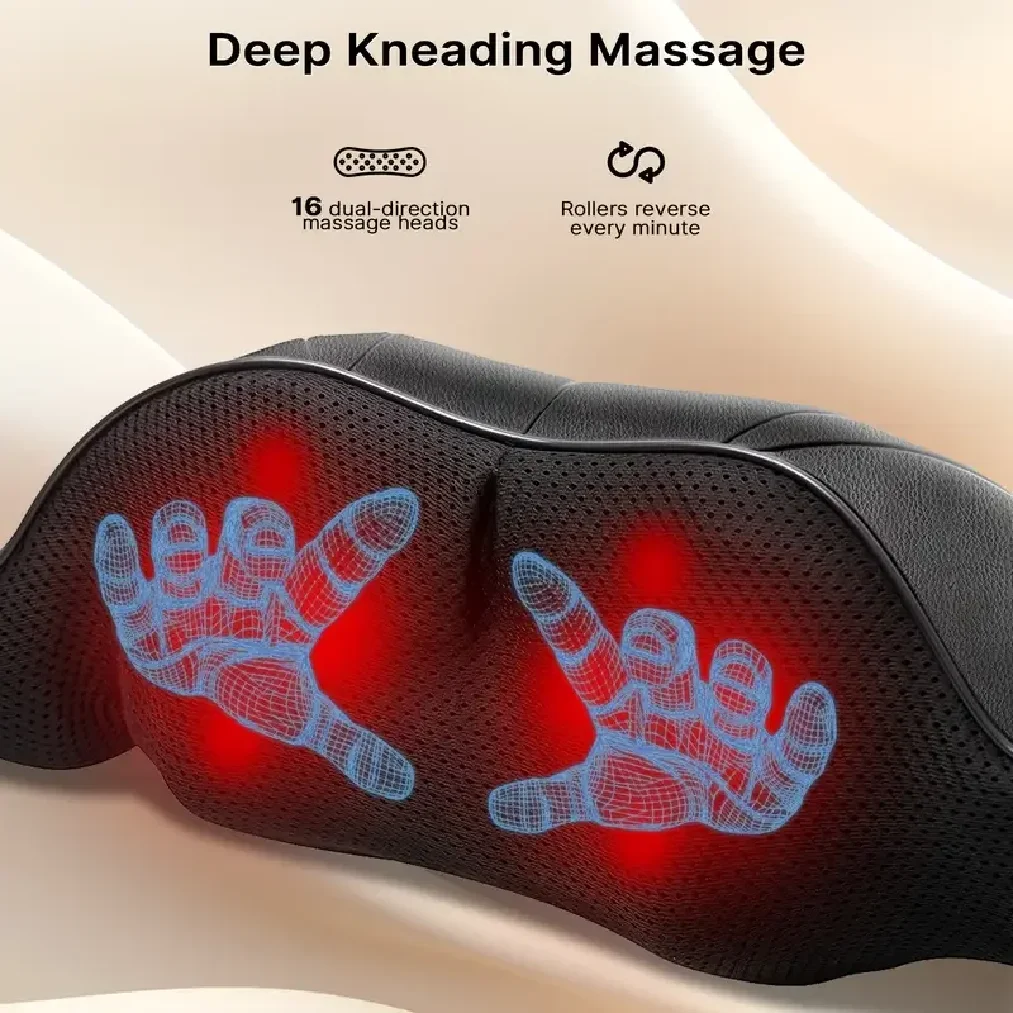 Electric Shiatsu Massager Back Shoulder and Neck Massage Pillow U Shape Body Massager with Heat Deep Tissue Kneading Massager - view 5