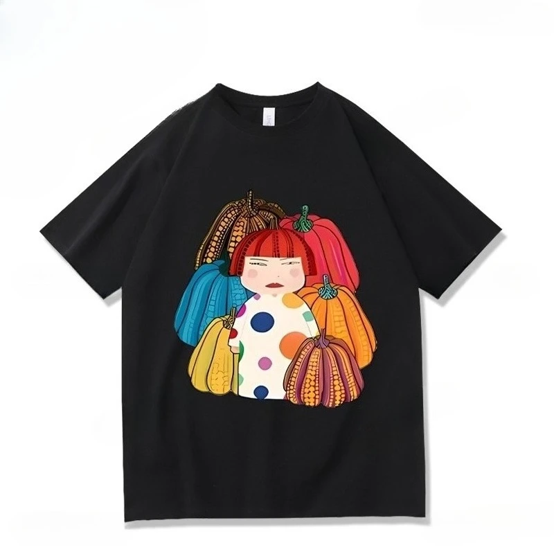 Yayoi Kusama T-shirt Japanese Artist Pop Art Polka Dot Pumpkin Infinity Mirrors  Crewneck Casual Streetwear Y2k Tees