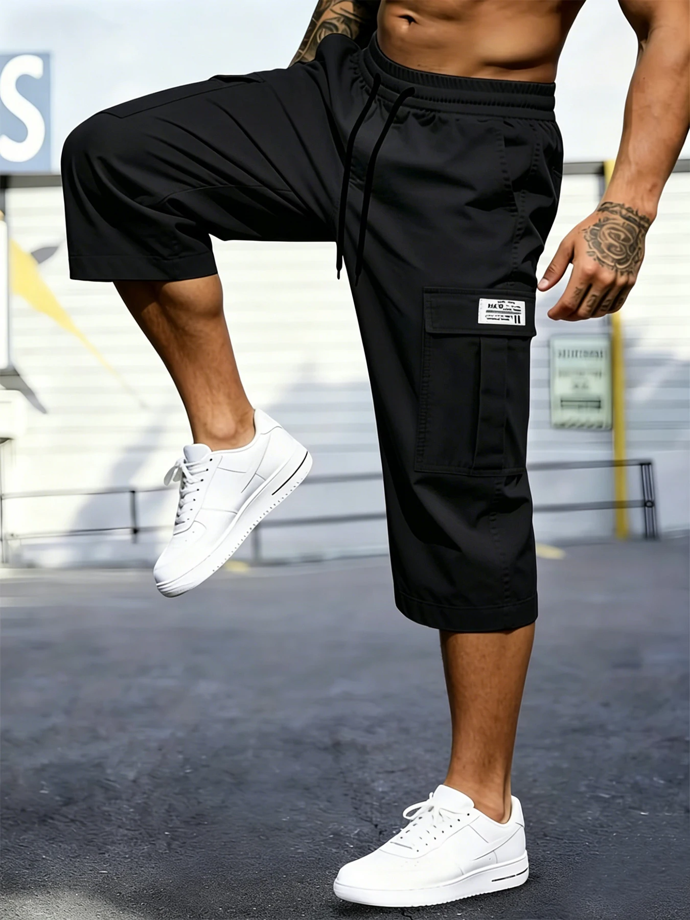 Men's Summer Sports Casual Cargo Capri Pants, Minimalist Utility Commuter Style, Breathable Wrinkle-resistant Wear-resistant Qui