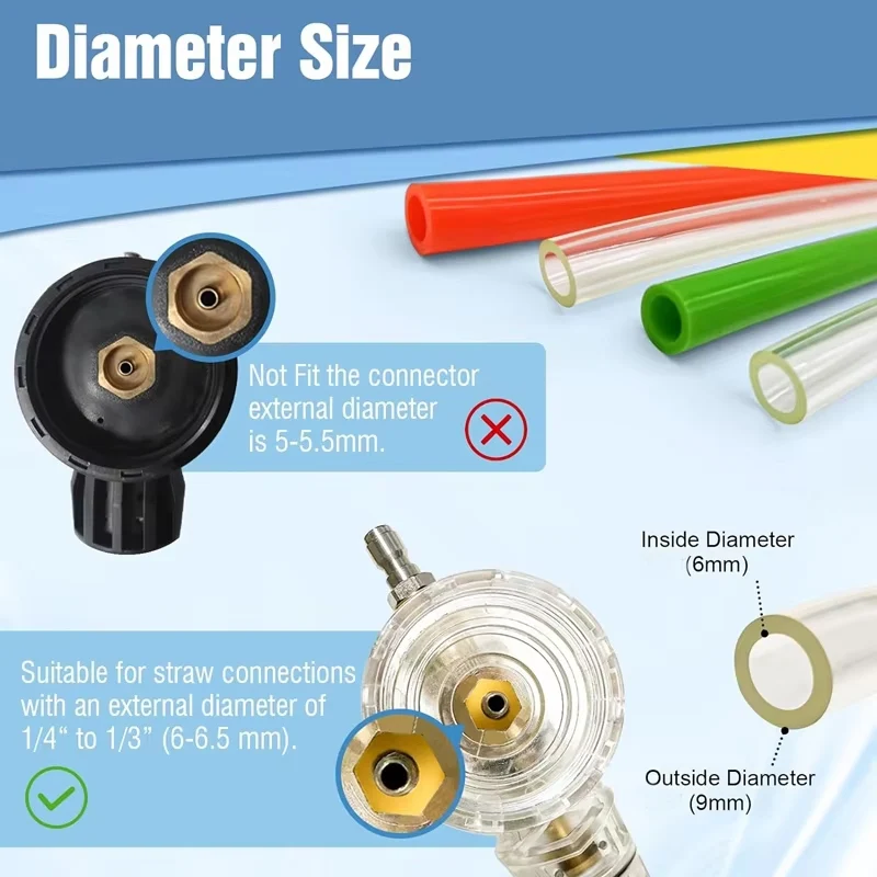 5PCS Foam Cannon Orifice Kit 0.9mm/1.0mm/1.1mm Thread Nozzle and Foam Maker Meshes with Colorful Foam Cannon Straw Filter Balls image 6
